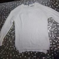 Maglione  maglioncino bianco donna uomo con zip
