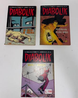 Fumetti Diabolik - Anno XVIII- N.1/6/12