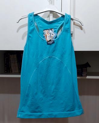 Top sportivo azzurro nuovo con cartellino 