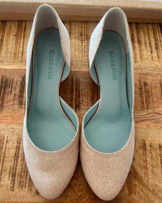 Scarpe Blue&Rose dorate n.37