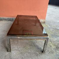 Tavolino vintage 70’ acciaio cromato vetro fumè