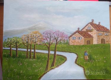 Quadro dipinto su tela, lunghezza cm 40 x 30