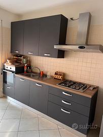 cucina grigia / argento e legno.