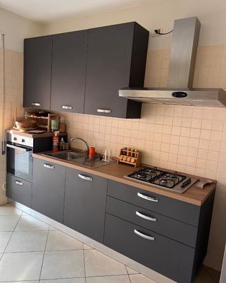 cucina grigia / argento e legno.
