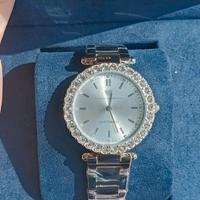 Raffinato orologio acciaio+cristalli con garanzia