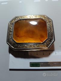 antica tabacchiera argento e pietra dura