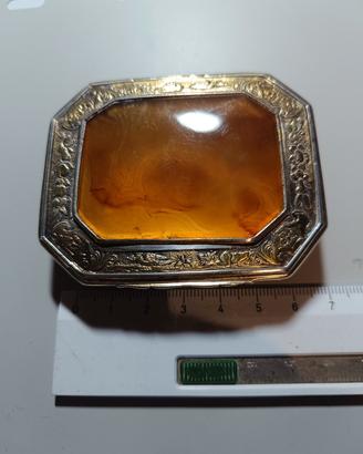 antica tabacchiera argento e pietra dura