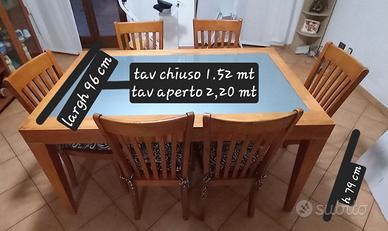 Tavolo allungabile legno /vetro con sedie