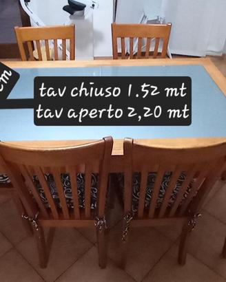 Tavolo allungabile legno /vetro con sedie