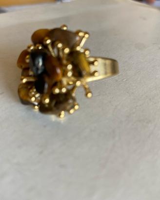 anello in ottone e occhio di tigre