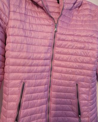 piumino con cappuccio rosa