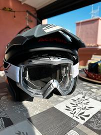 Casco Cross / Enduro Acerbia + maschera Progrip