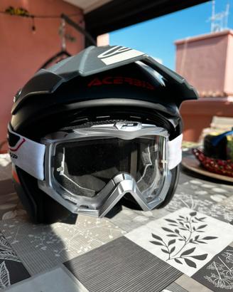 Casco Cross / Enduro Acerbia + maschera Progrip