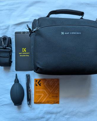 Borsa fotografica K&F Concept + Kit di pulizia 