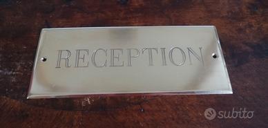 Targa Ottone Reception vintage Anni 50/60