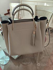 borsa in vera pelle colore avorio 