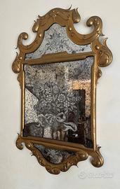 Grande specchio veneziano vintage inciso anticato