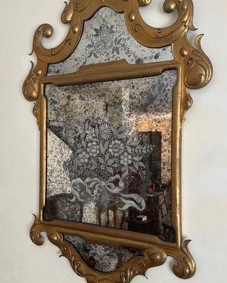 Grande specchio veneziano vintage inciso anticato