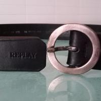 Cintura di pelle nera Replay 