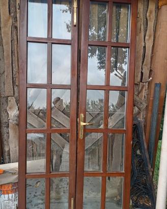 Porta "finestra" doppio "vetro camera " legno noce