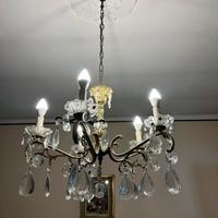 Lampadario gocce di cristallo anni 60