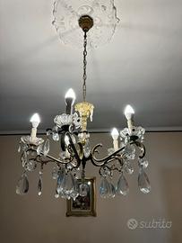 Lampadario gocce di cristallo anni 60