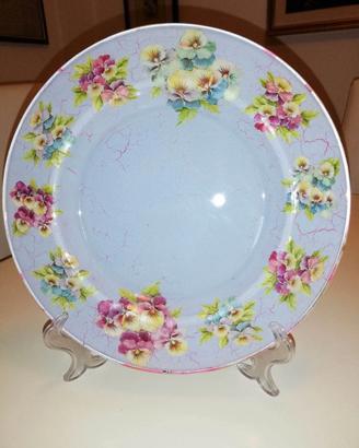 Piatto in vetro artigianale decorato a decoupage