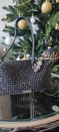 Borsa Camomilla Milano con strass neri -Come Nuova