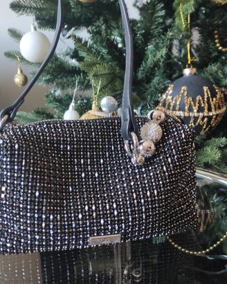 Borsa Camomilla Milano con strass neri -Come Nuova