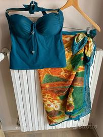 Tankini verde petrolio BONPRIX + Pareo abbinato
