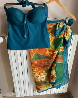 Tankini verde petrolio BONPRIX + Pareo abbinato
