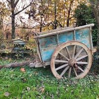 Antico carro agricolo in legno da restaurare