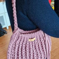 borsa uncinetto rosa antico