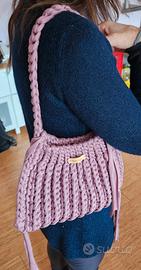 borsa uncinetto rosa antico