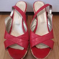 Sandalo rosso con zeppa in sughero n.38 tacco 9