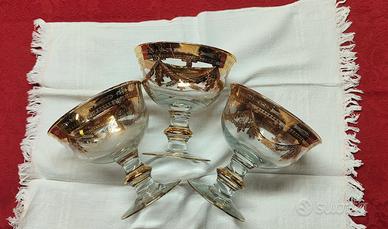 3 Coppette decorate oro zecchino 