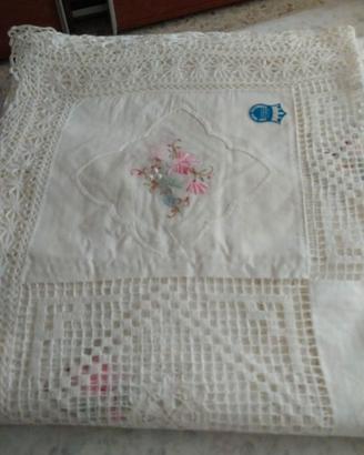 Copriletto matrimoniale pizzo e unginetto,puro lin
