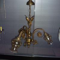Lampadario ottone brunito Liberty 3 luci anni 60
