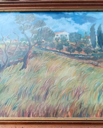 Quadro Dipinto a Olio d'Epoca - Paesaggio Campestr