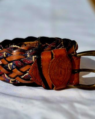 Cintura Vintage Intrecciata in Pelle e Tessuto