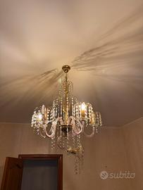 Lampadario Classico Vintage in Cristallo e Ottone