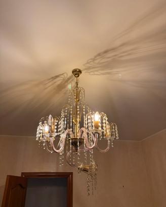 Lampadario Classico Vintage in Cristallo e Ottone
