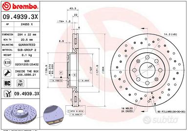 Disco Brembo Sport 09.4939.3H per Punto e G.P.