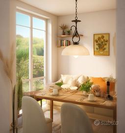 lampadario vintage ferro e vetro