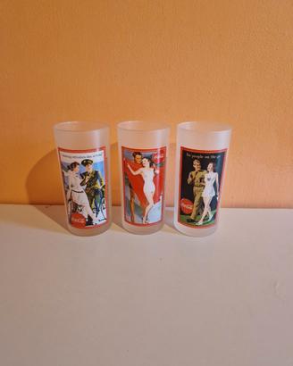 Set 3 Bicchieri Alti Coca-Cola Vintage in Vetro Sa