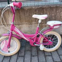bici bambina 14" con bauletto,campanello e rotelle
