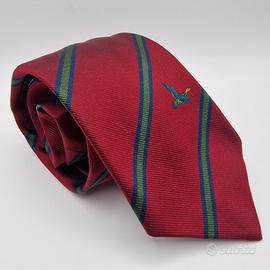 Cravatta Ted Lapidus originale, seta rossa a righe