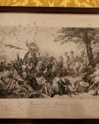 Incisione Battaglia di Fontenoy - XIX sec. 