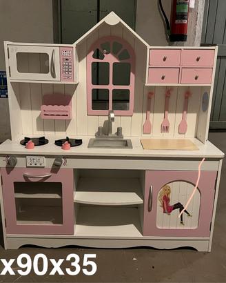 Cucina giocattolo per bambine rosa e bianca