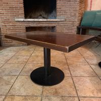 Tavolino basso 80x50 legno masselo e base in ghisa
